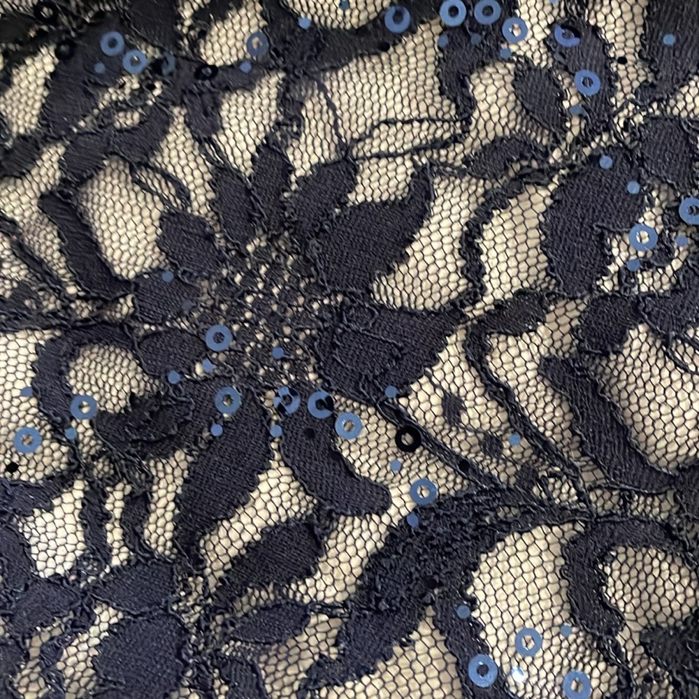 LAUREN - RALPH LAUREN EVENING.  Navy lace and sequin long gown - Picture 8 of 8